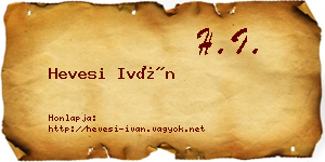 Hevesi Iván névjegykártya